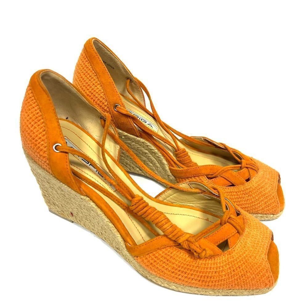 - Via Spiga crochet and leather lace up espadrilles Sz 6.5